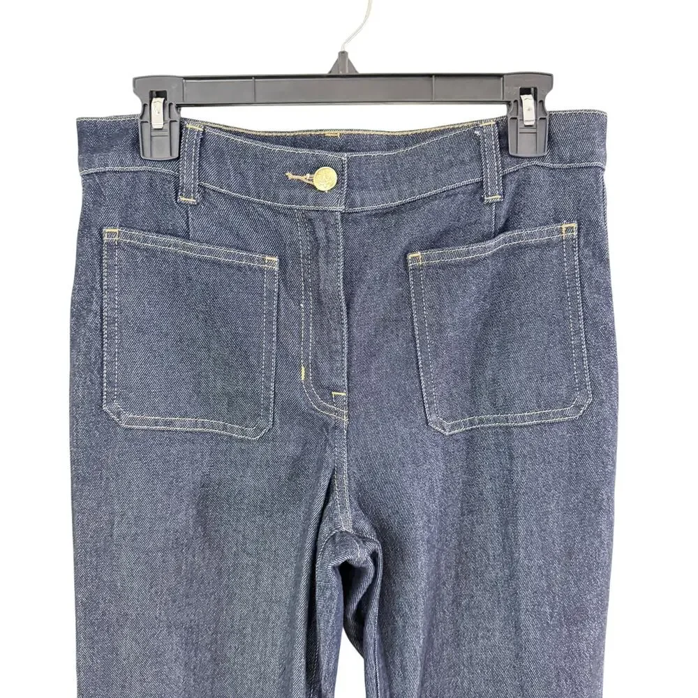 J. Crew Blue Dark Wash High Rise Kickout Jean Women's Size 27 Sailor Pockets
